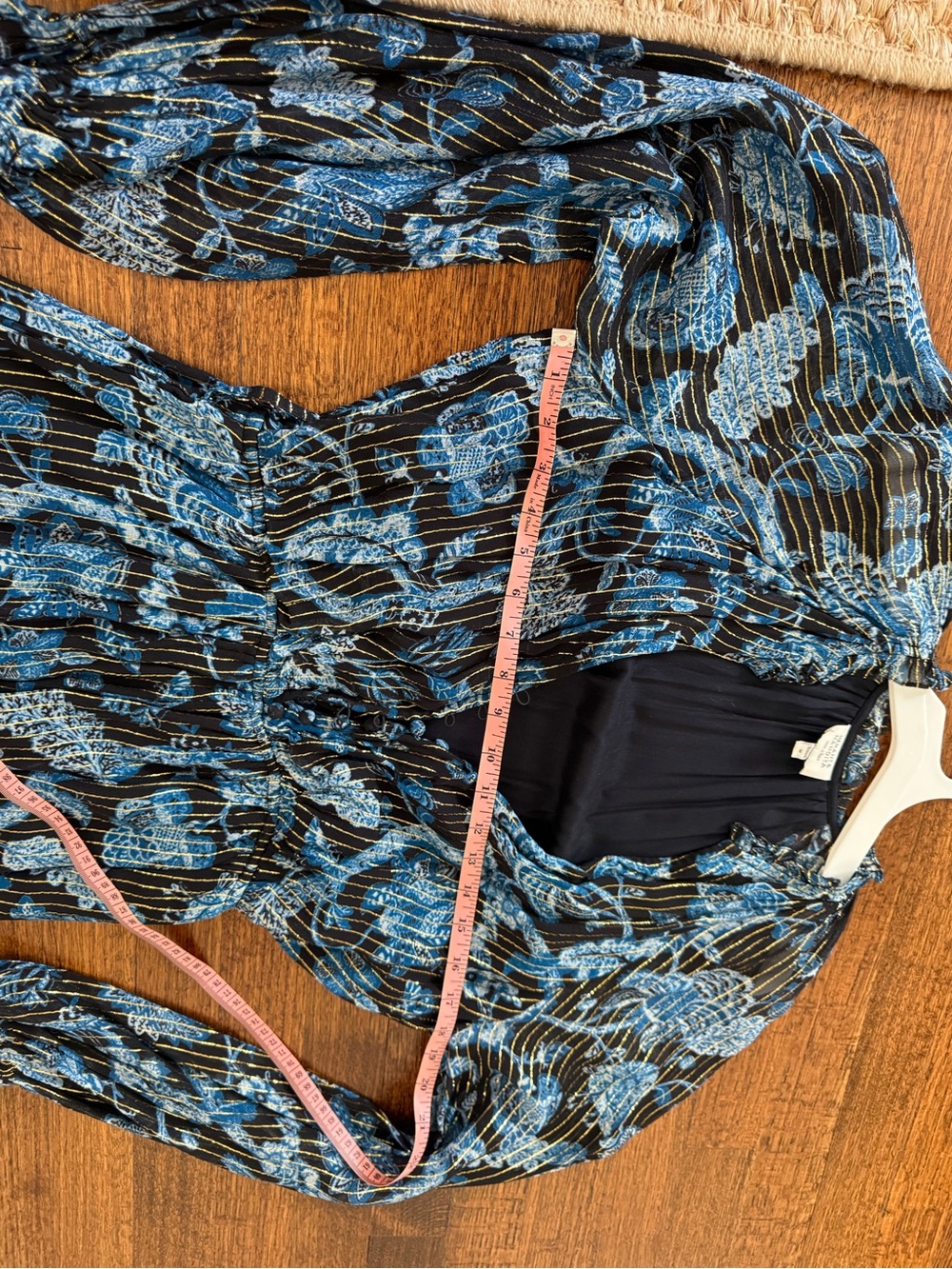 HEMANT & NANDITA Blue Floral Mini Dress / skort - Picture 8 of 8